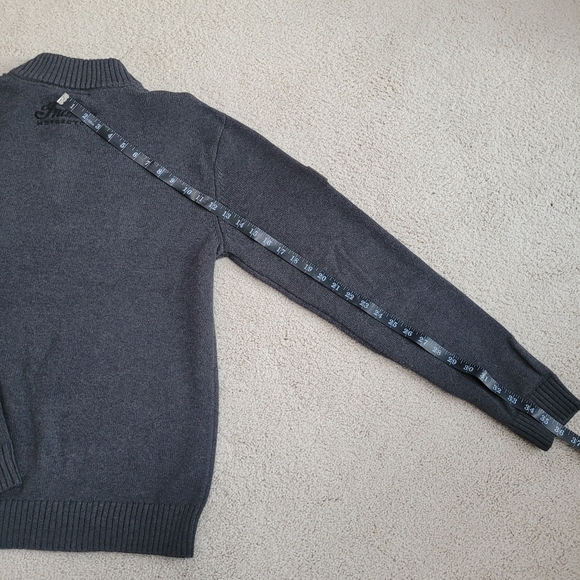 Indian Motorcycle 1/4 Zip Pullover 100% Cotton Sweater Size M Gray Embroidered - Picture 5 of 12
